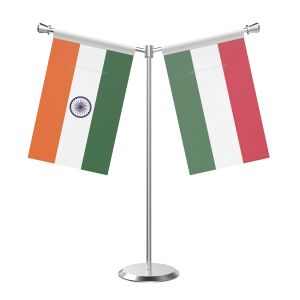 Y Shaped Hungary Table Flag with Stainless Steel Base and Pole