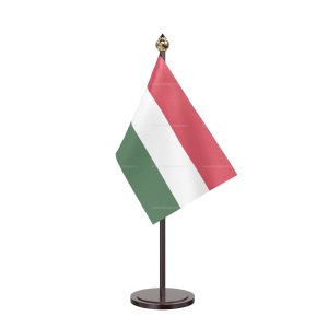Hungary Table Flag With Black Acrylic Base And Gold Top