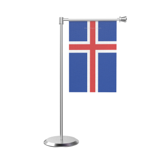 L Shape Table Iceland Table Flag With Stainless Steel Base And Pole
