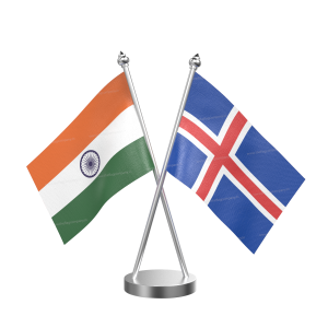 Iceland Table Flag With Stainless Steel Base and Pole