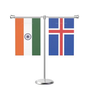 Iceland T Shaped Table Flag with Stainless Steel Base and Pole