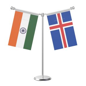 Y Shaped Iceland Table Flag with Stainless Steel Base and Pole