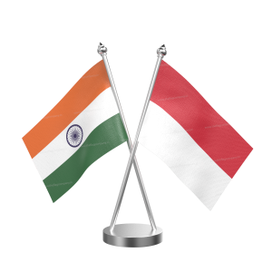 Indonesia Table Flag With Stainless Steel Base and Pole
