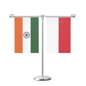 Indonesia T Shaped Table Flag with Stainless Steel Base and Pole