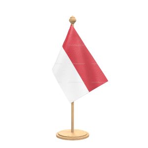 Indonesia Table Flag With wooden Base And wooden pole