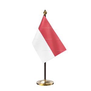 Indonesia Table Flag With Golden Base And Plastic pole