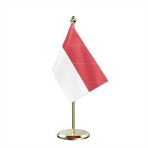 Single Indonesia Table Flag With Brass Base And Brass Pole
