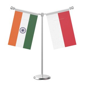 Y Shaped Indonesia Table Flag with Stainless Steel Base and Pole