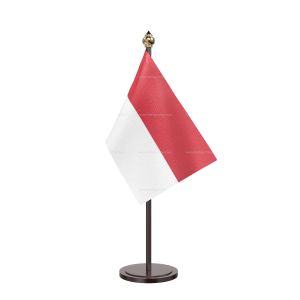 Indonesia Table Flag With Black Acrylic Base And Gold Top