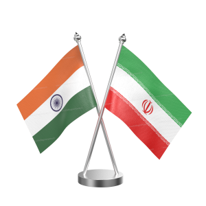 Iran Table Flag With Stainless Steel Base and Pole