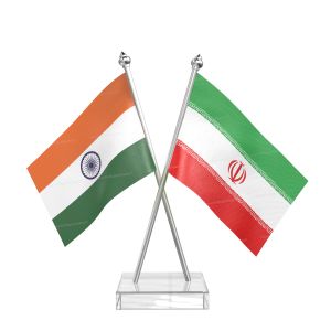 Iran Table Flag With Stainless Steel pole and transparent acrylic base silver top