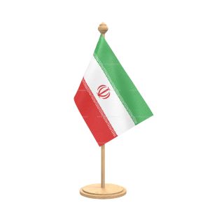 iran Table Flag With wooden Base And wooden pole