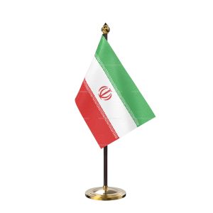 Iran Table Flag With Golden Base And Plastic pole
