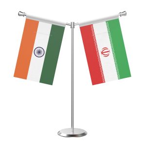 Y Shaped Iran Table flag with Stainless Steel Base and Pole