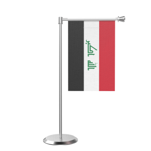 L Shape Table Iraq Table Flag With Stainless Steel Base And Pole