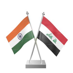 Iraq Table Flag With Stainless Steel Square Base And Pole