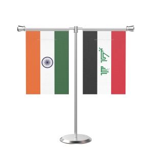Iraq T Shaped Table Flag with Stainless Steel Base and Pole