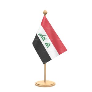 iraq Table Flag With wooden Base And wooden pole