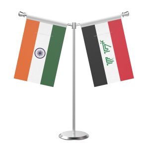 Y Shaped Iraq Table Flag with Stainless Steel Base and Pole