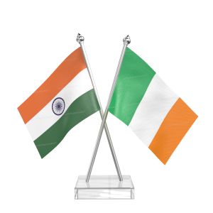 Ireland Table Flag With Stainless Steel pole and transparent acrylic base silver top