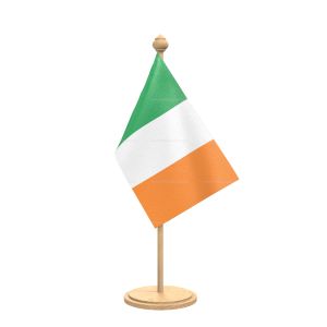 ireland Table Flag With wooden Base And wooden pole