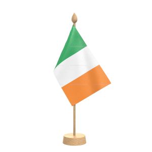 Ireland Table Flag With Wooden Base and 15" Wooden Pole