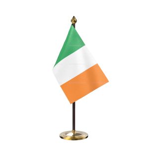 Ireland Table Flag With Golden Base And Plastic pole
