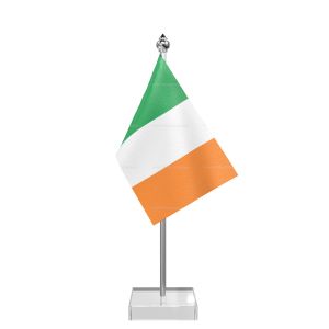 Ireland Table Flag With Stainless Steel Pole And Transparent Acrylic Base Silver Top