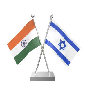 Israel Table Flag With Stainless Steel Square Base And Pole