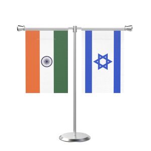 Israel T Shaped Table Flag with Stainless Steel Base and Pole