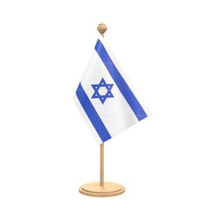 Israel Table Flag With wooden Base And wooden pole