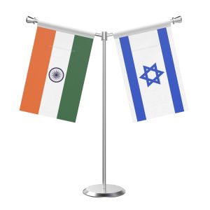 Y Shaped Israel Table Flag with Stainless Steel Base and Pole
