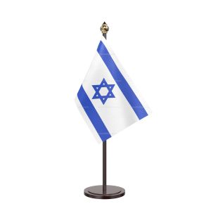 Israel Table Flag With Black Acrylic Base And Gold Top