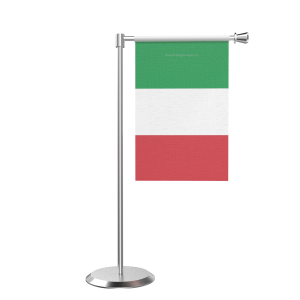 L Shape Table Italy Table Flag With Stainless Steel Base And Pole