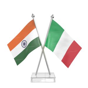 italy Table Flag With Stainless Steel pole and transparent acrylic base silver top