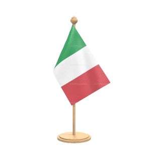 italy Table Flag With wooden Base And wooden pole
