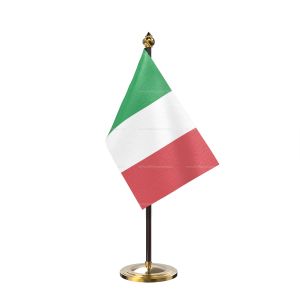 Italy Table Flag With Golden Base And Plastic pole