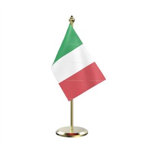 Single Italy Table Flag With Brass Base And Brass Pole