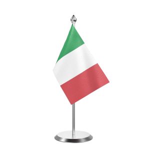 Single Italy Table Flag with Stainless Steel Base and Pole with 15" pole