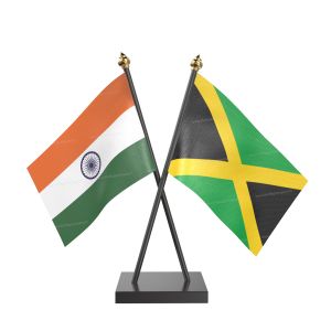 Jamaica Table Flag With Black Acrylic Base And Gold Top