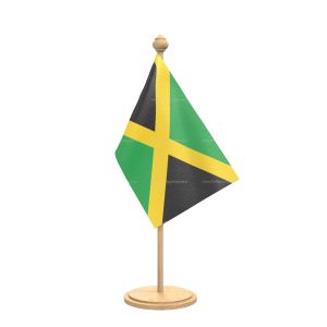 Jamaica Table Flag With wooden Base And wooden pole