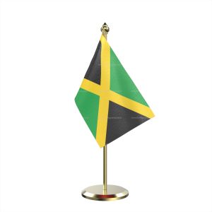 Single Jamaika Table Flag With Brass Base And Brass Pole