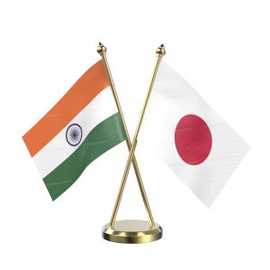 Japan Table Flag With Brass Base And Brass Pole