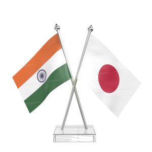 Japan Table Flag With Stainless Steel pole and transparent acrylic base silver top