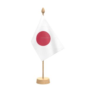 japan Table Flag With Wooden Base and 15" Wooden Pole