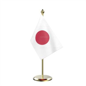 Single Japan Table Flag With Brass Base And Brass Pole
