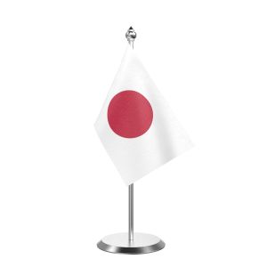 Japan  Table Flag With Stainless Steel Base And Pole