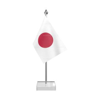 Japan Table Flag With Stainless Steel Pole And Transparent Acrylic Base Silver Top