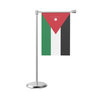 L Shape Table Jordan Table Flag With Stainless Steel Base And Pole