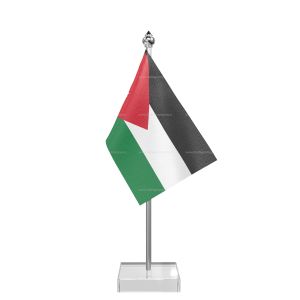 Jordan Table Flag With Stainless Steel Pole And Transparent Acrylic Base Silver Top